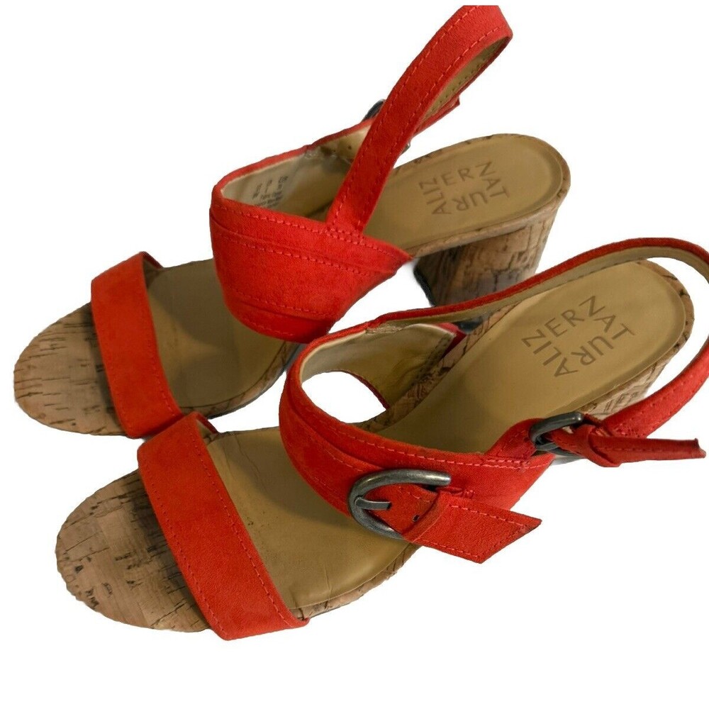 Naturalizer Kaylee in‎ Chili Pepper Chunky Heels Size 8 Cork Covered Heels